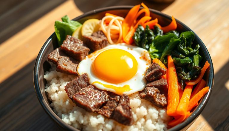 Bibimbap Coréen aux Légumes et Bœuf Mariné