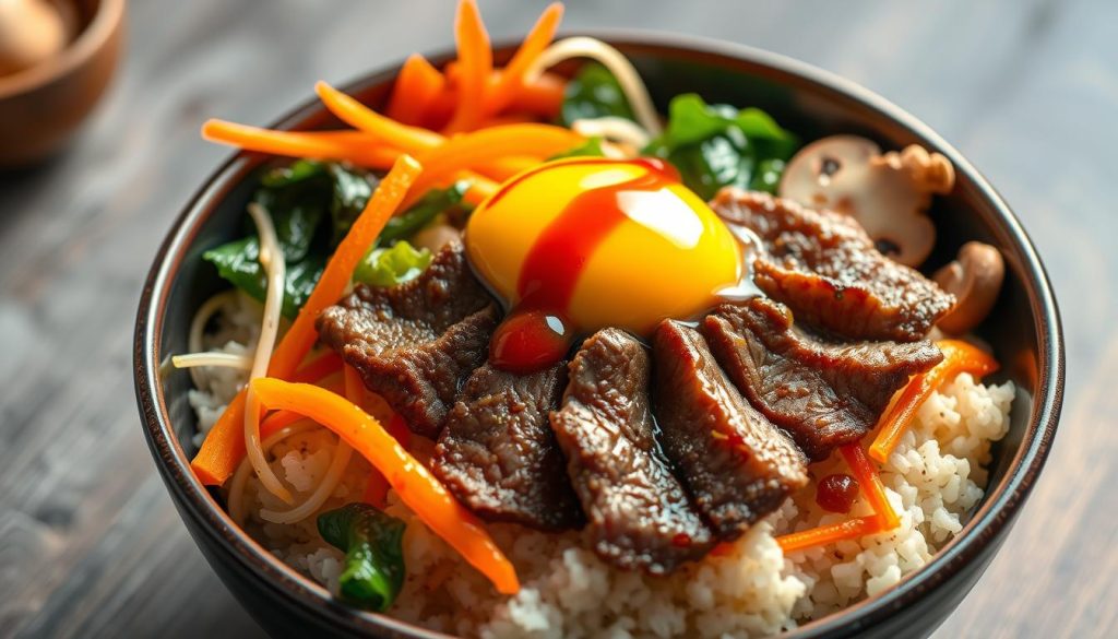 Korean beef and veggie bibimbap