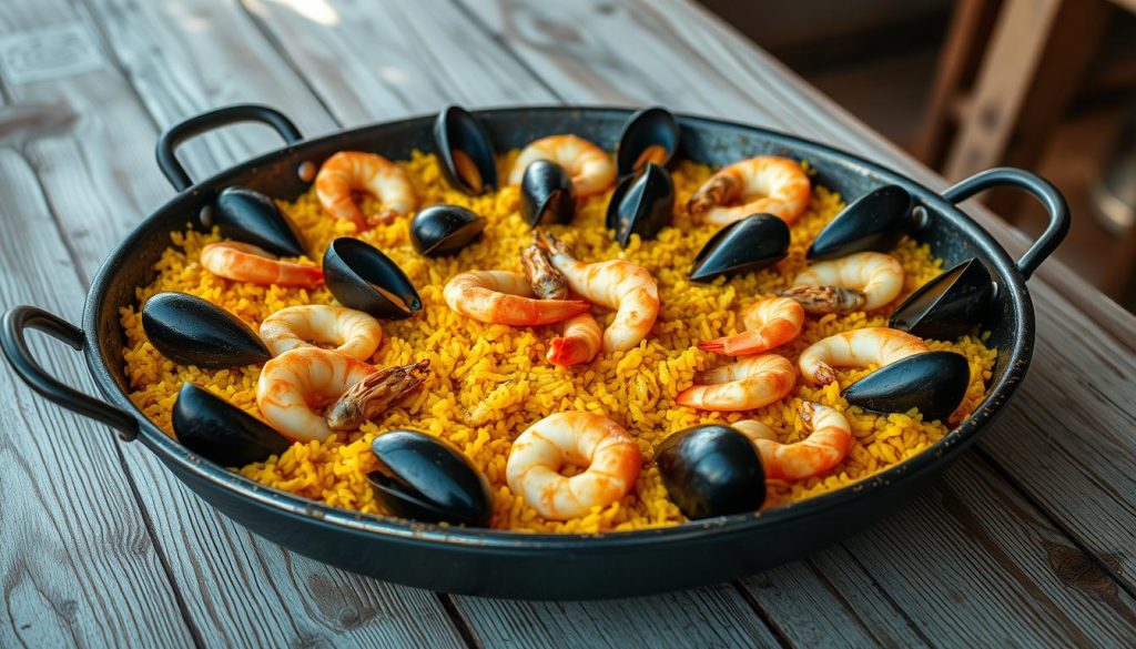 Valencia-style seafood paella