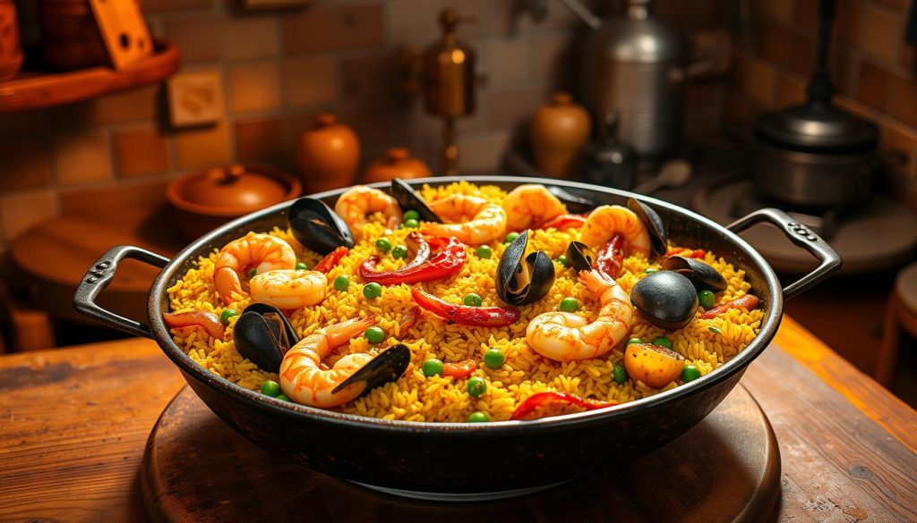 authentic spanish paella with seafood & saffron